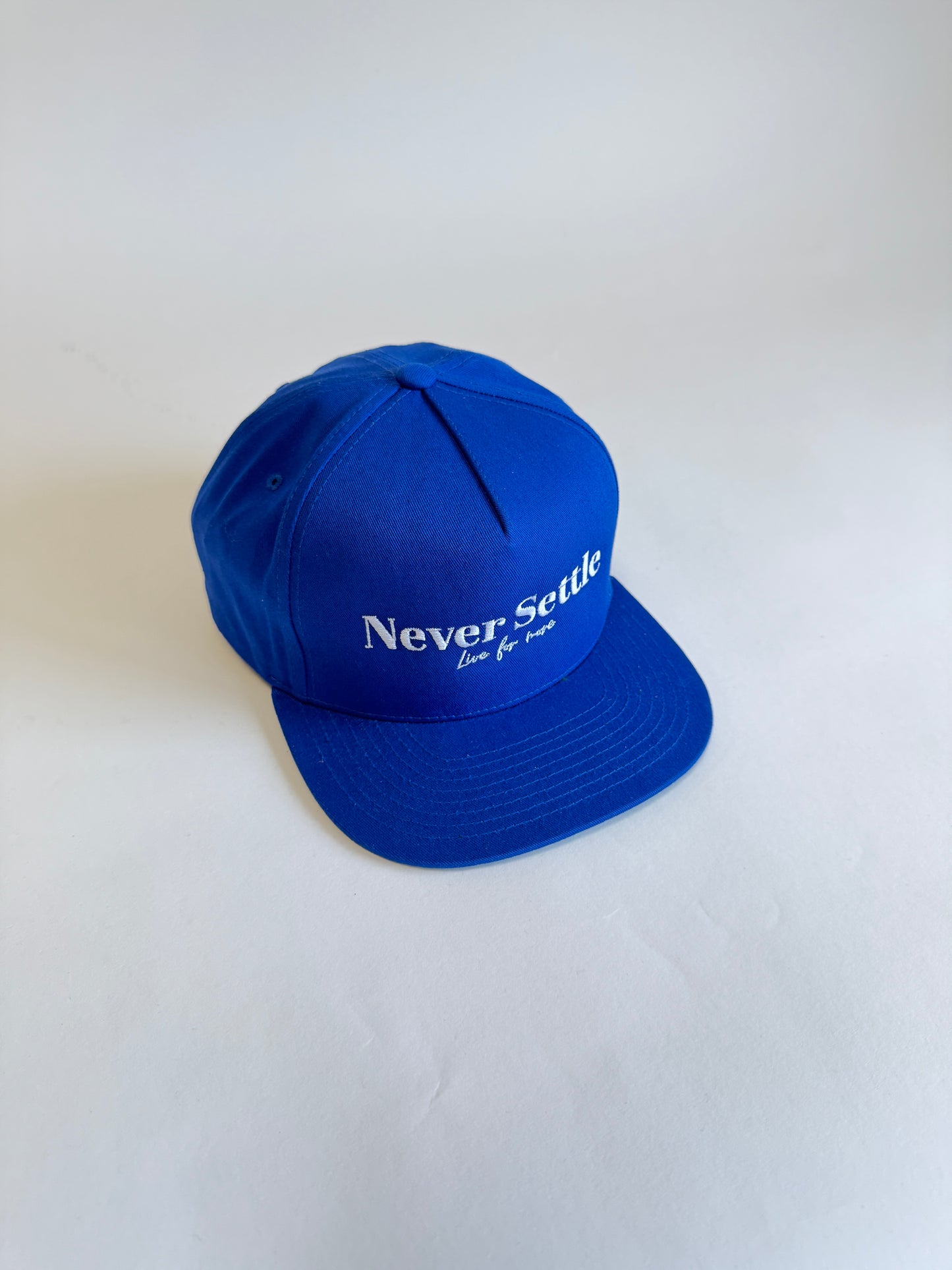 Never Settle - Five Panel SnapBack - Blue