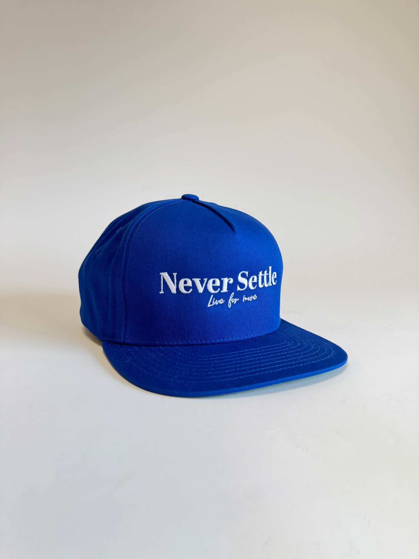 Never Settle - Five Panel SnapBack - Blue