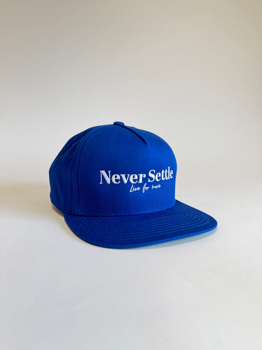 Never Settle - Five Panel SnapBack - Blue